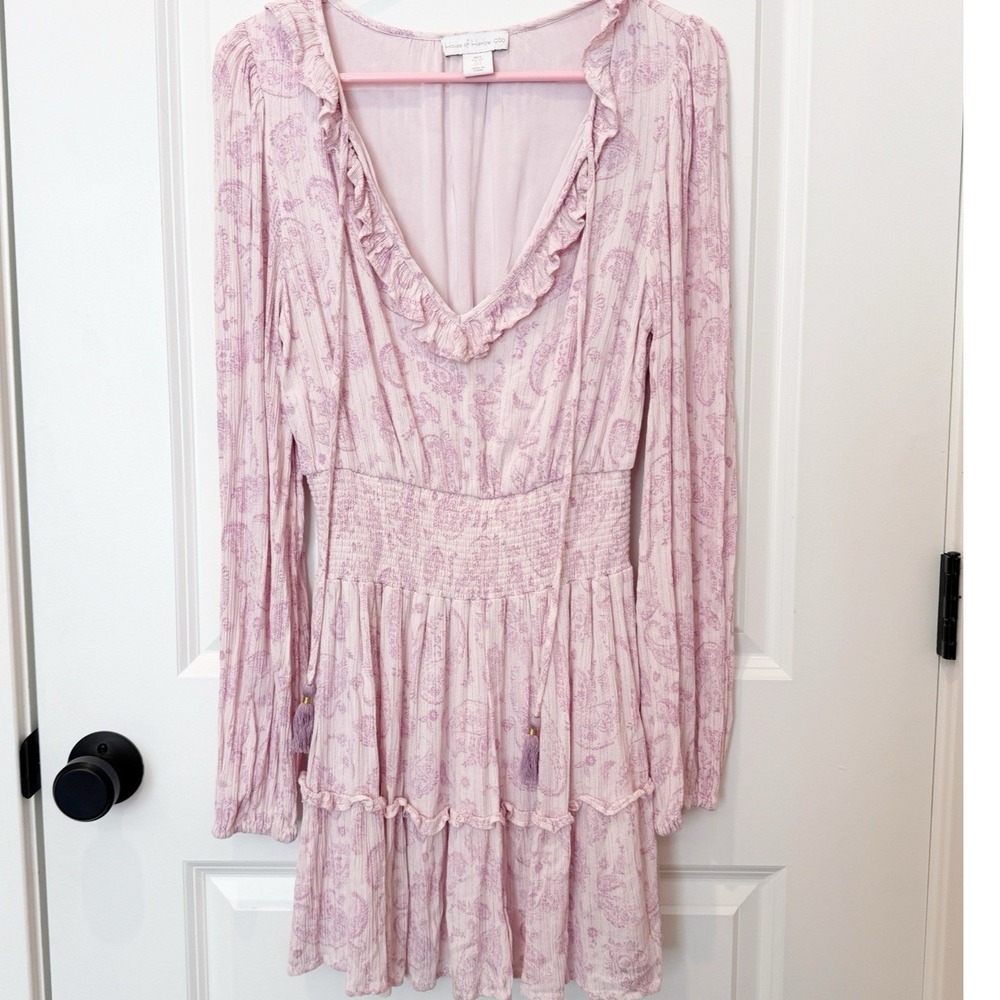 House Of Harlem 1960 Paisley Long Sleeve Mini Dress Small Coquette Feminine